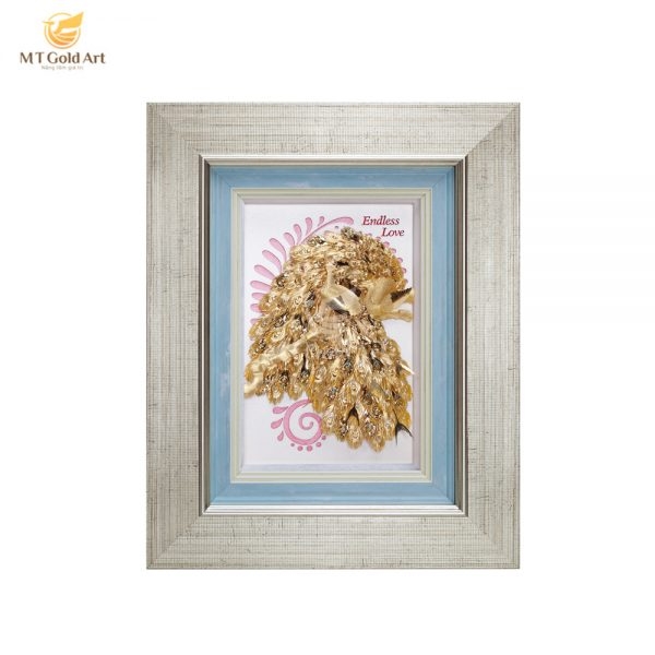 tranh chim công dát vàng 2