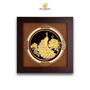 tranh chim công dát vàng 3