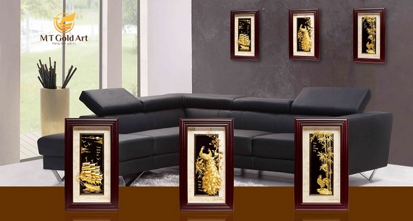 tranh chim công dát vàng 5