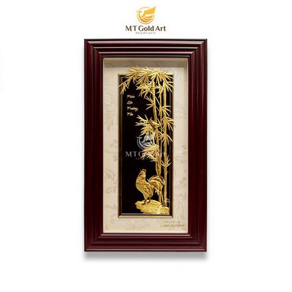 tranh gà trống mạ vàng 2