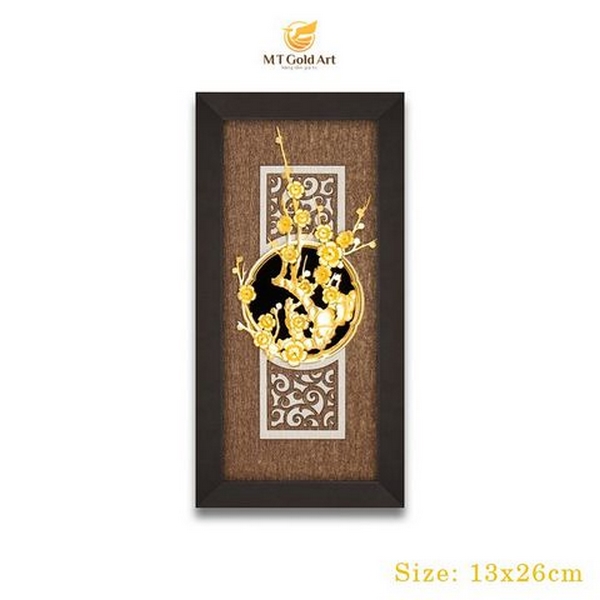 tranh hoa đào tết dát vàng 4