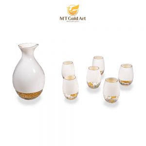 Bộ bình ly cao cấp pha lê  - đúc vàng lá 24k 
