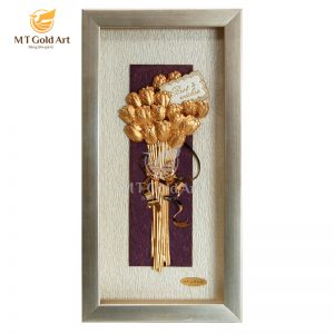Tranh hoa tulip dát mạ vàng 24k