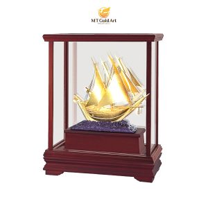 Biểu trưng thuyền buồm dát vàng (17x29x34cm) – Mẫu 3