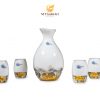 Bộ bình ly uống rượu pha lê sứ đúc vàng GP03 (hoa văn)