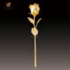 Cành hoa hồng dát vàng 25cm (L4)
