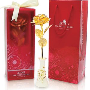 Cành hoa hồng dát vàng 24k