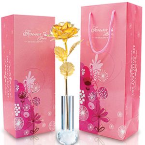 Cành hoa hồng dát vàng 24k