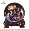 Đĩa cá chép hoa sen dát vàng – D20cm (Tím than)