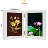 Khung ảnh hoa sen mạ vàng (15x20cm) – Mẫu 2