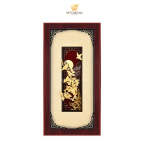 Tranh chim én mùa xuân dát vàng (14x28cm)