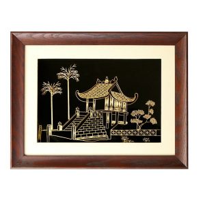 tranh chùa một cột mạ vàng