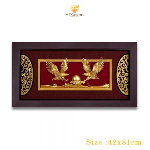 Tranh đại bàng tung cánh dát vàng (42x81cm)