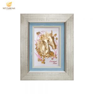 Tranh dát vàng Đôi ngựa tình nhân (27x34cm)