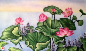 tranh đá quý hoa sen