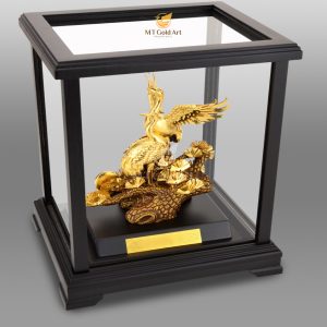 Tượng tùng hạt diên niên dát vàng (17x20x24cm)