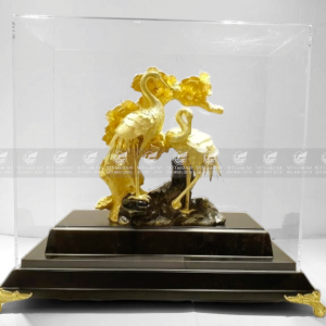 Tượng đôi tùng hạc dát vàng 24k