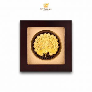 Tranh Chim công xòe đuôi phú quý cát tường (20x20cm)