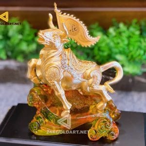 Tượng trâu tài lộc dát vàng 24k - quà tết  2021, quà sinh nhật