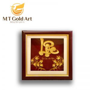 Tranh chữ lộc dát vàng 24k (20x20cm)