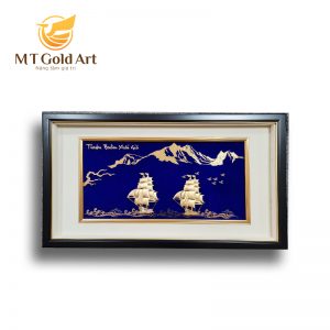 Tranh đôi thuyền dát vàng 24k - quà tân gia, khai tưởng, quà tặng sếp, khách hàng