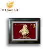 Tranh thuyền buồm hoa mai dát vàng 24k