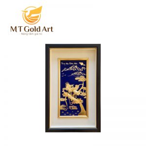 Tranh tùng hạc diên niên dát vàng (35x55cm)