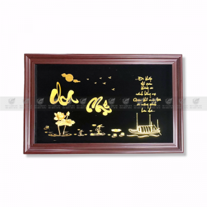 Tranh chữ cha mẹ dát vàng 24k (40x65cm)