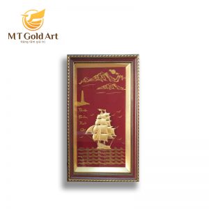 Tranh thuyền buồm dát vàng 24k