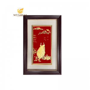 Tranh chim công dát vàng 24k - Quà cưới, kỷ niệm cưới, tân gia