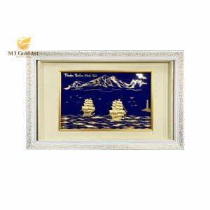 Tranh đôi thuyền dát vàng 24k (68x100cm)