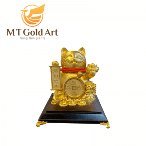 Tượng mèo thần tài dát vàng 24k