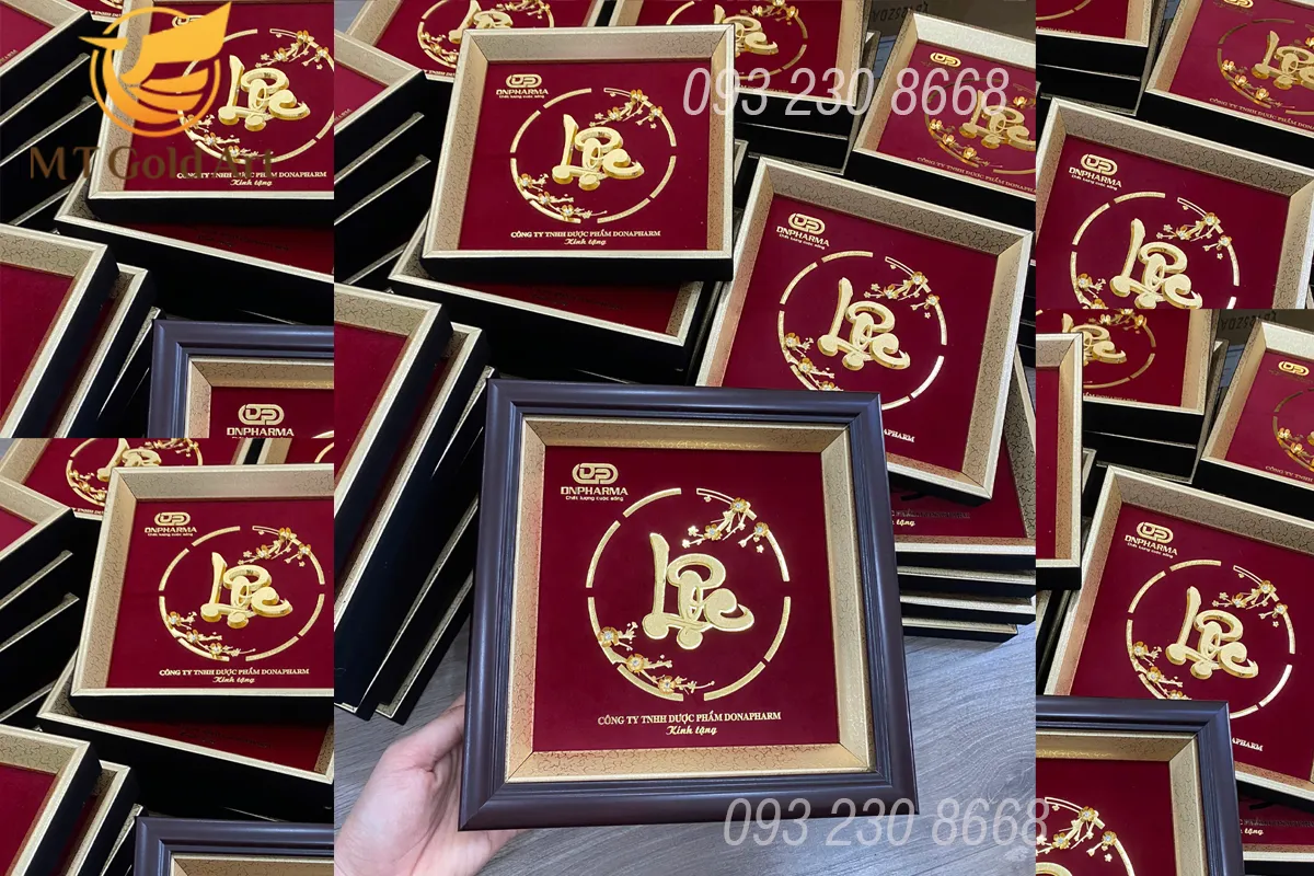 Tranh chữ lộc mạ vàng - Quà tri ân khách hàng dịp têt của dược phẩm DNpharma tranh chu loc qua tri an tet khach hang